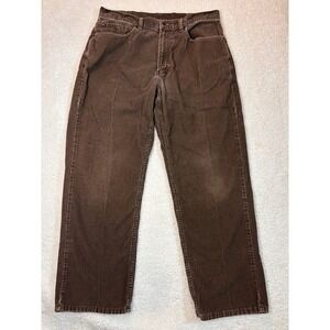 VTG LL Bean Pants Mens 36x30 Brown Wide Whale Classic Fit Corduroy Flat Front